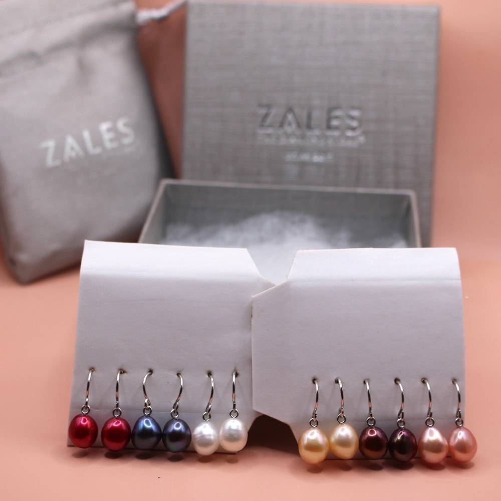 ZALES drop fresh water pearls 925 earrings.